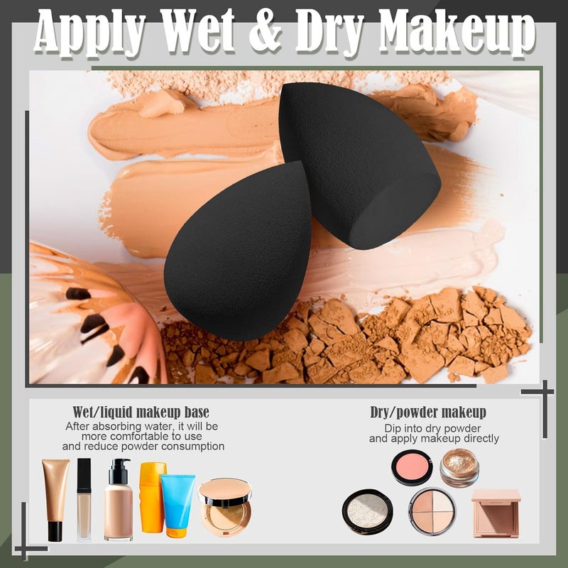AuraRay 17PCS Makeup Sponge Set with 3PCS Mini Makeup Sponges,1PCS Make Up Sponges Holder,3PCS Foundation Mini Make Up Sponge Puff and 6PCS Powder Puff (Black) - Image 4